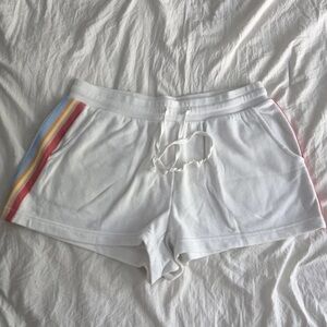 American Eagle Outfitters White Shorts with Multicolor Stripe